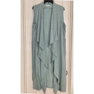 Celebrity Pink Women's M Light Blue Tencel Sleeveless Duster Vest